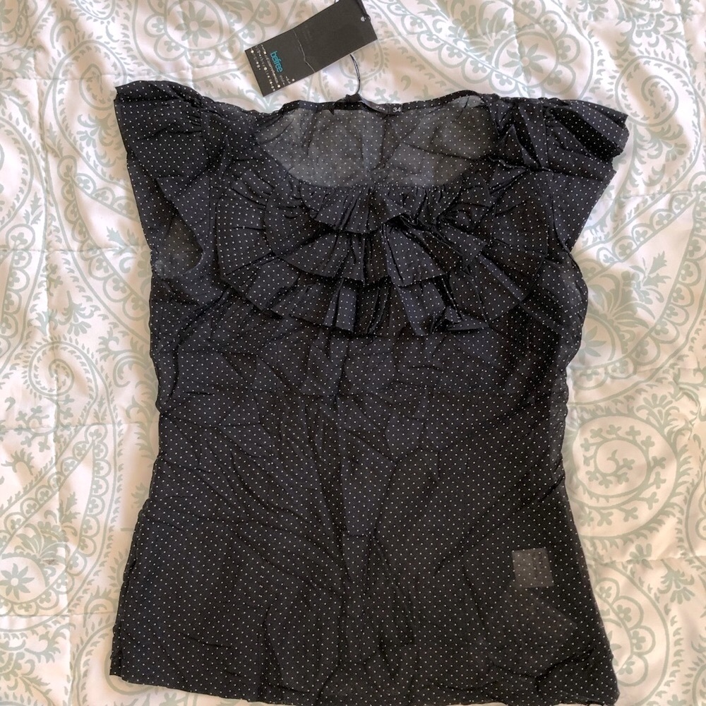 Silk/cotton polka dot blouse top XS
